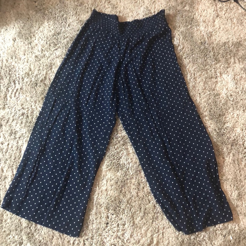 Navy Blue polka dot flare pants